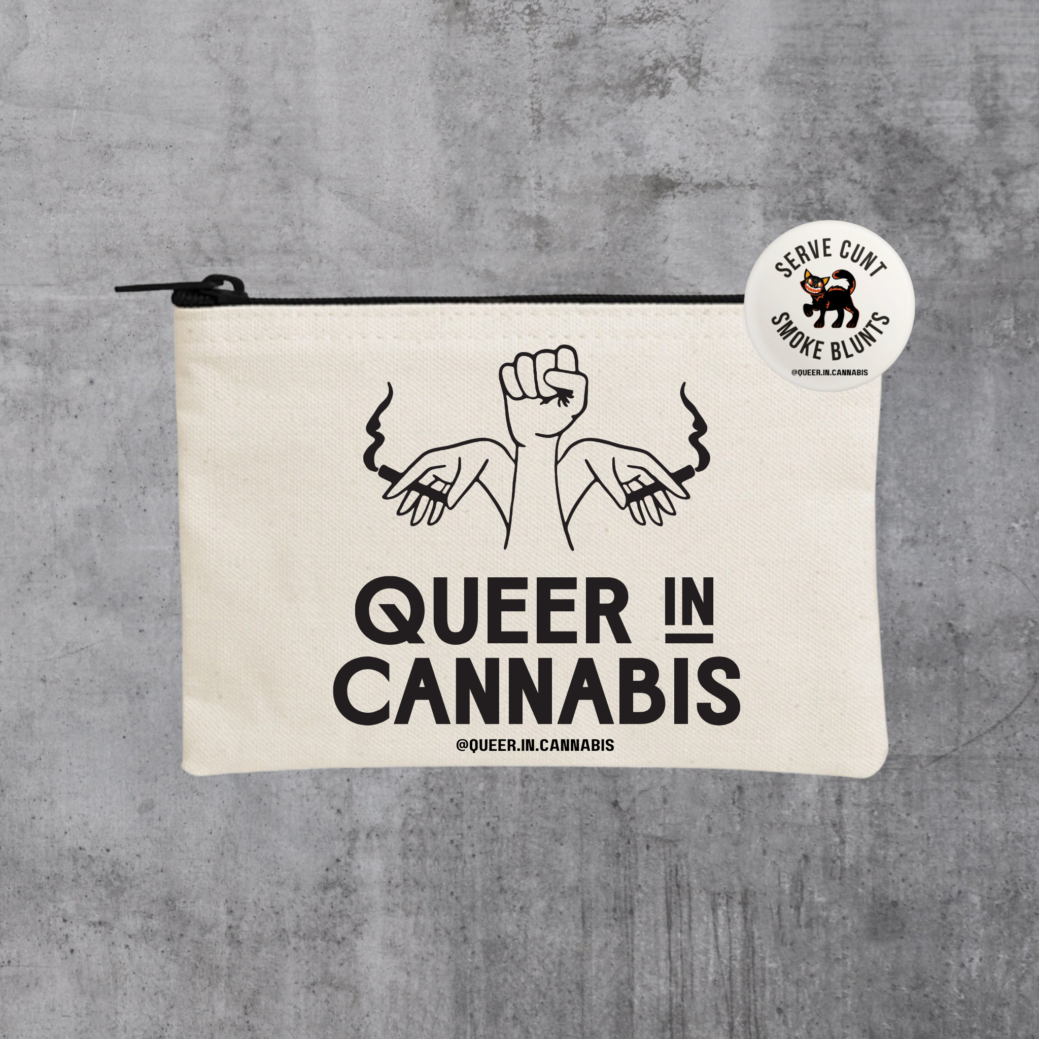 Q.I.C Stash Bag w/ "Kitty" button
