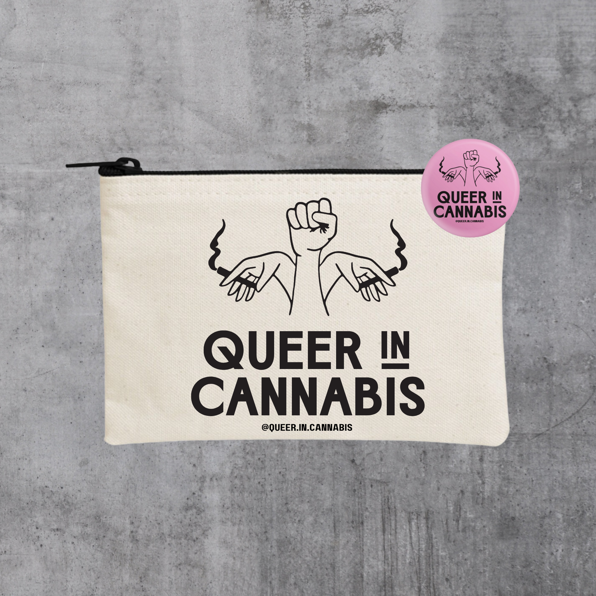Q.I.C Stash Bag w/ Pink Limp Wrist button