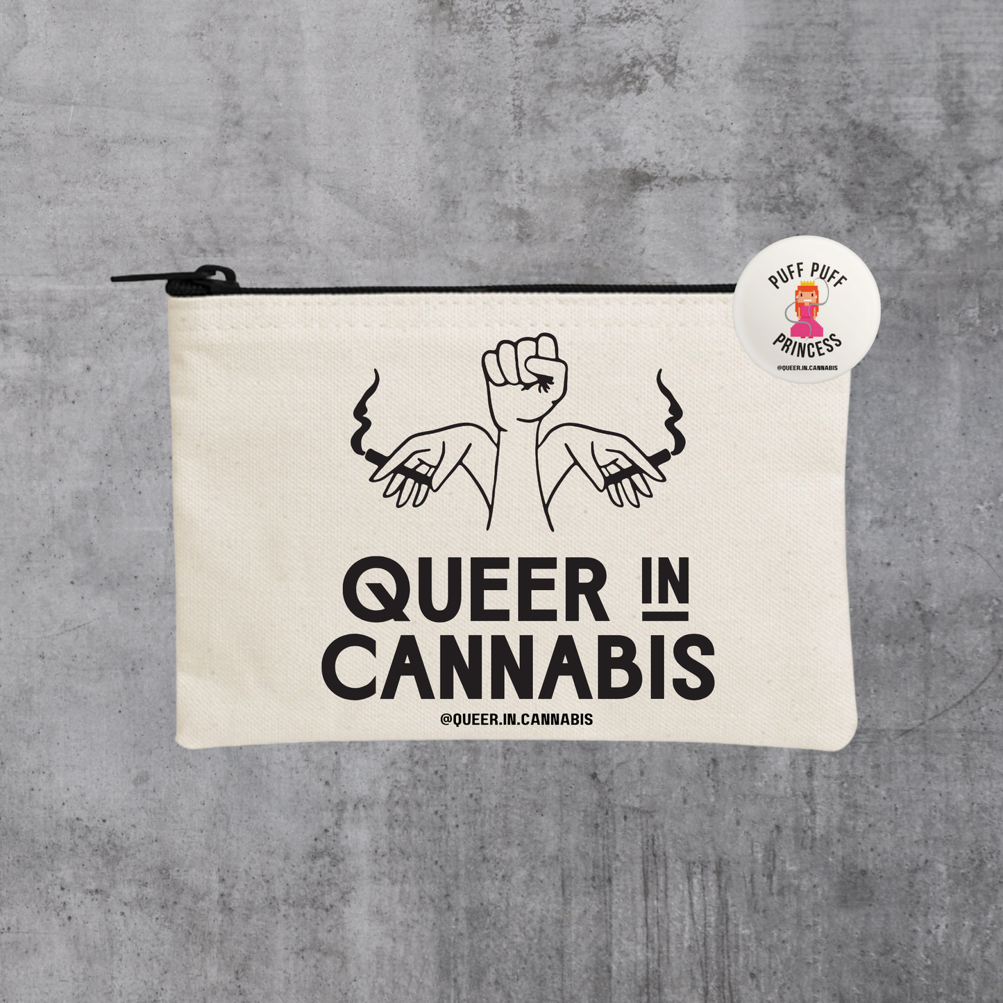 Q.I.C Stash Bag w/ Puff Princess button