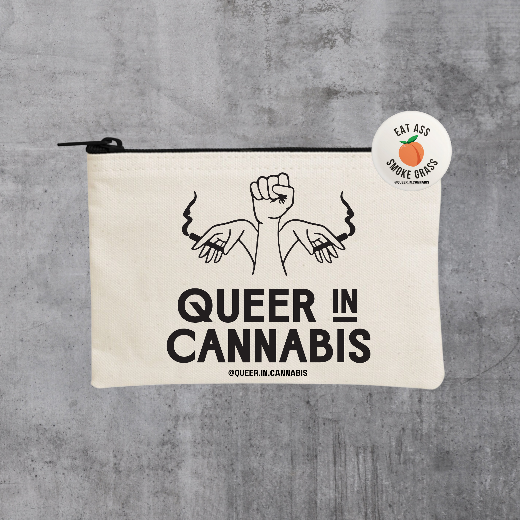Q.I.C Stash Bag w/ Peachy button